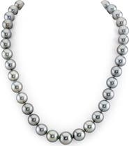 The Pearl Source 10-12mm Silver Tahitian South Sea Pearl Necklace - Premier AAAA Quality