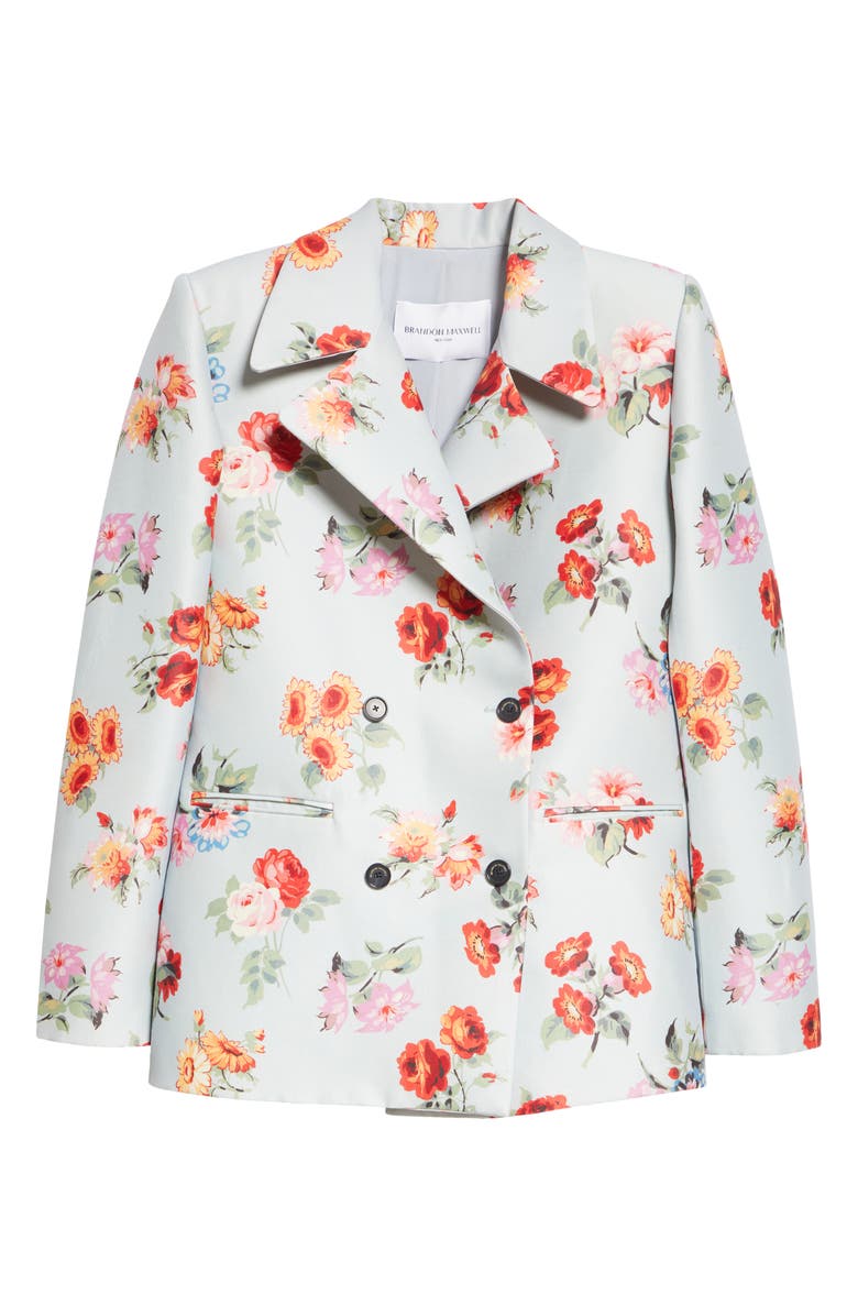 Brandon Maxwell The Delaney Floral Virgin Wool & Silk Faille Tuxedo Jacket, Alternate, color, Light Blue Floral