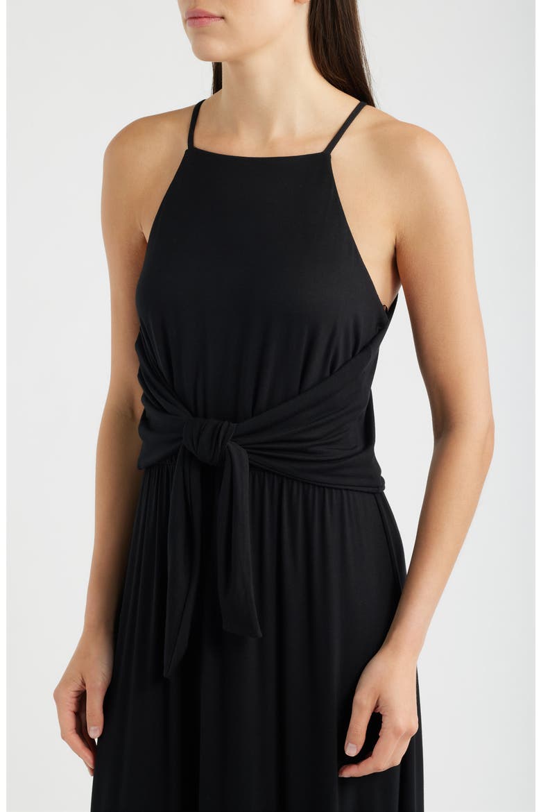 Wrap Apron Maxi Dress, Alternate, color, BLACK
