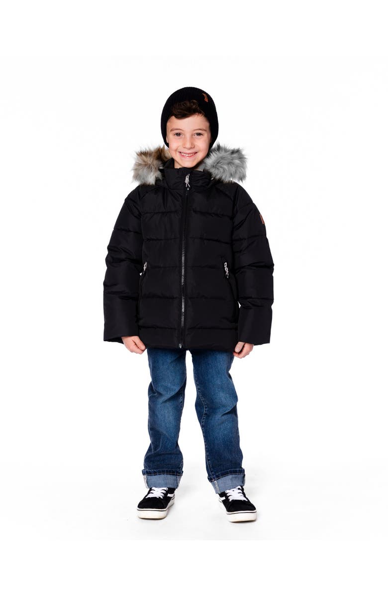 Deux par Deux Kids Gender Inclusive Puffy Winter Jacket, Alternate, color, Black