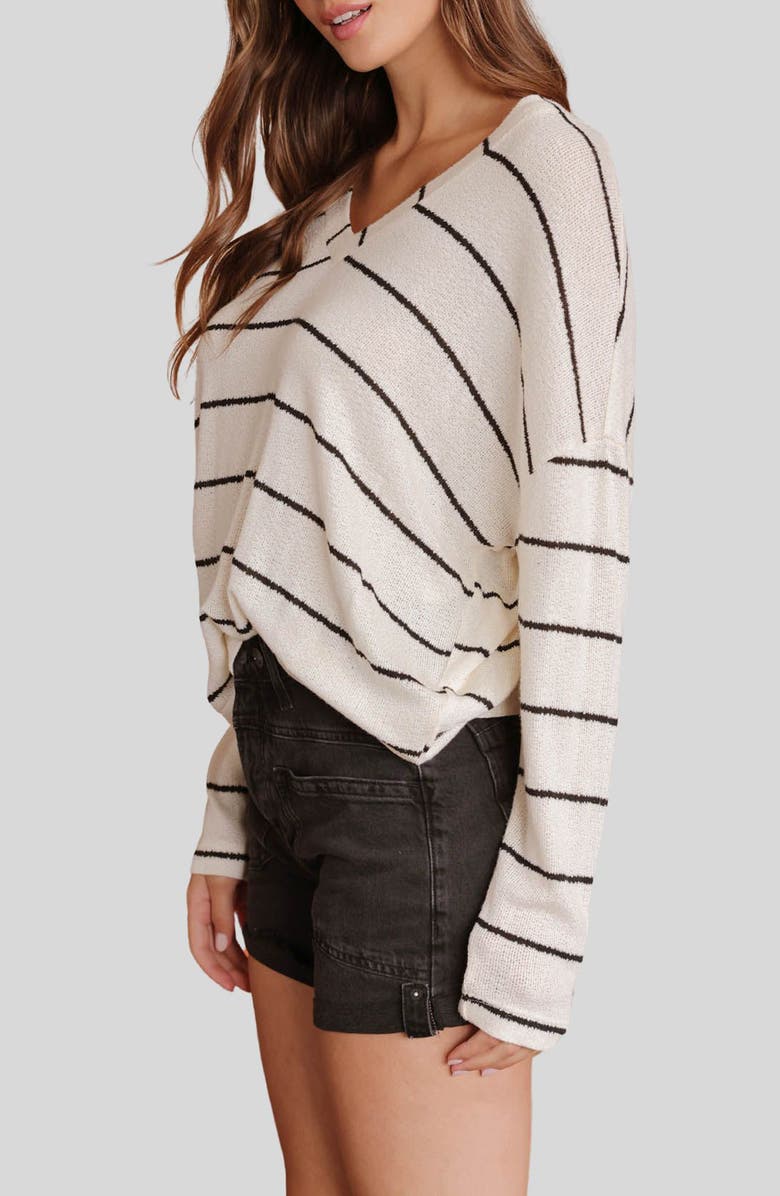 Blu Pepper Stripe V-Neck Knit Top, Alternate, color, Ivory