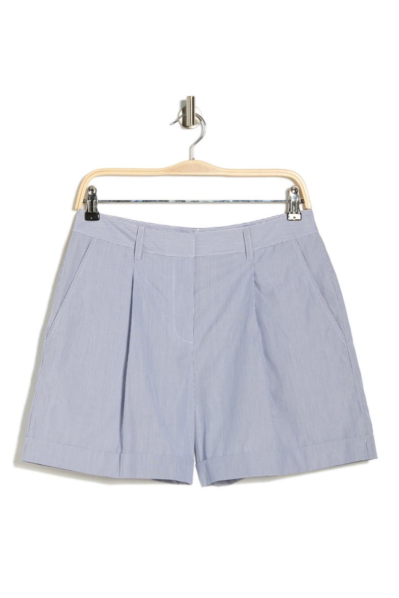 Cisco Pleated Front Cotton Shorts, Alternate, color, INDIGO / WHITE