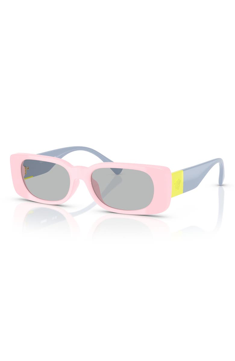 Versace Kids' 47mm Rectangular Sunglasses, Alternate, color, Full Pink / Light Grey