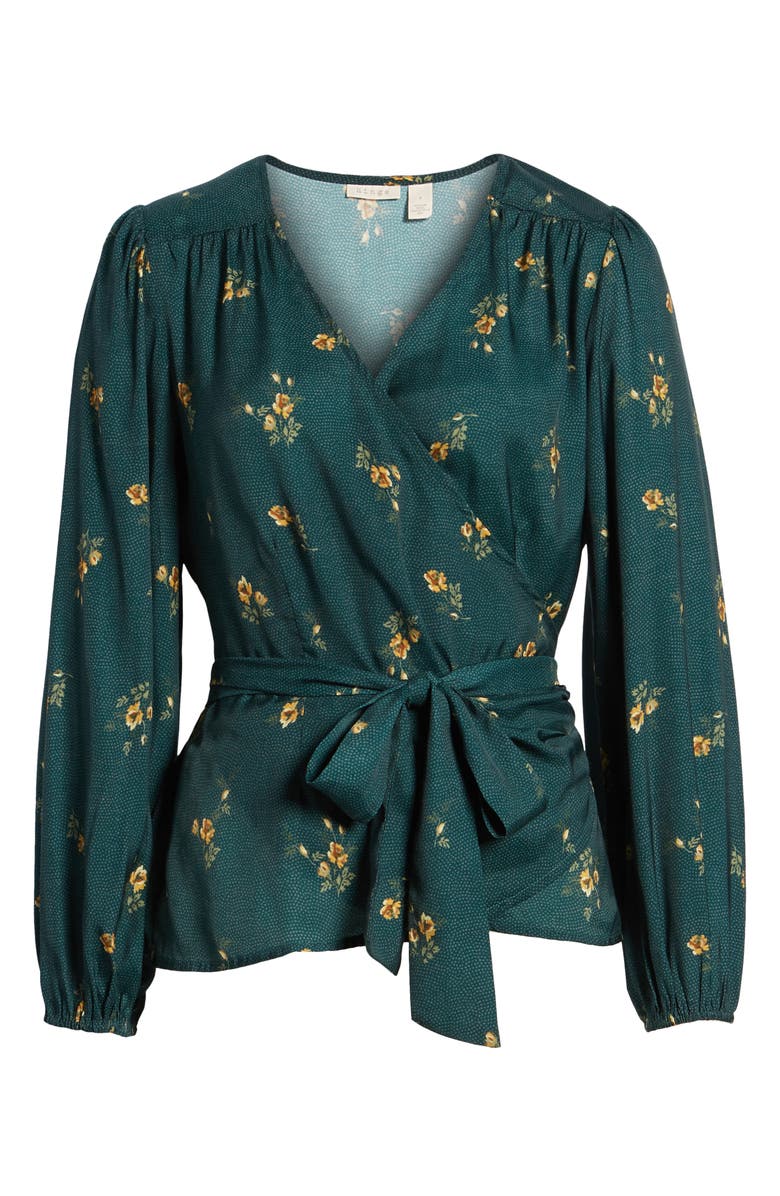 Hinge Floral Spot Wrap Top, Alternate, color,