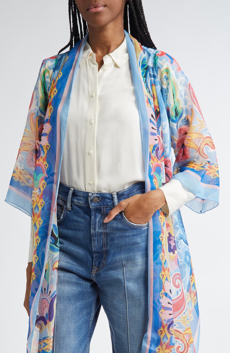Etro Multicolor Paisley Silk Cape Scarf, Alternate, color, 