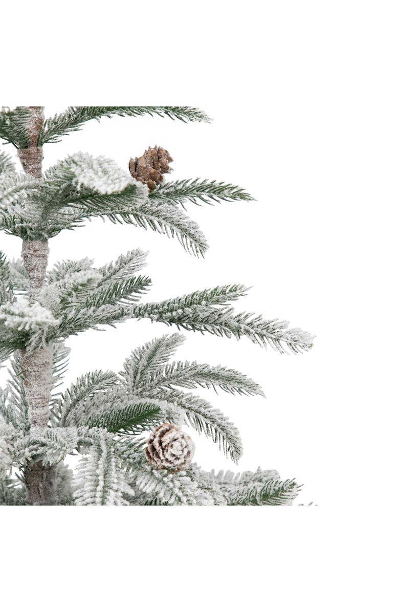Northlight Flocked Potted Snowy Christmas Tree with Pinecones - 24.75" - Unlit, Alternate, color, Green