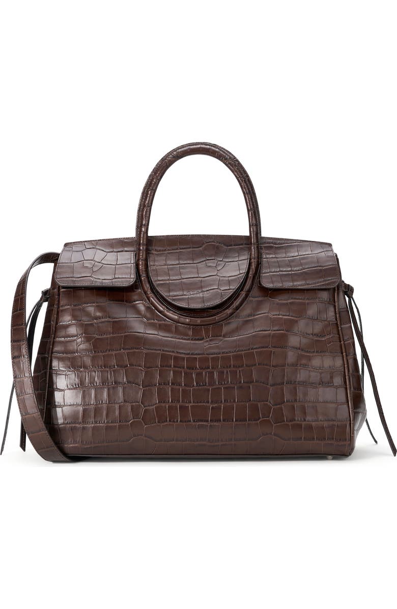STAUD Maude Leather Carryall Bag, Alternate, color, Espresso Croco