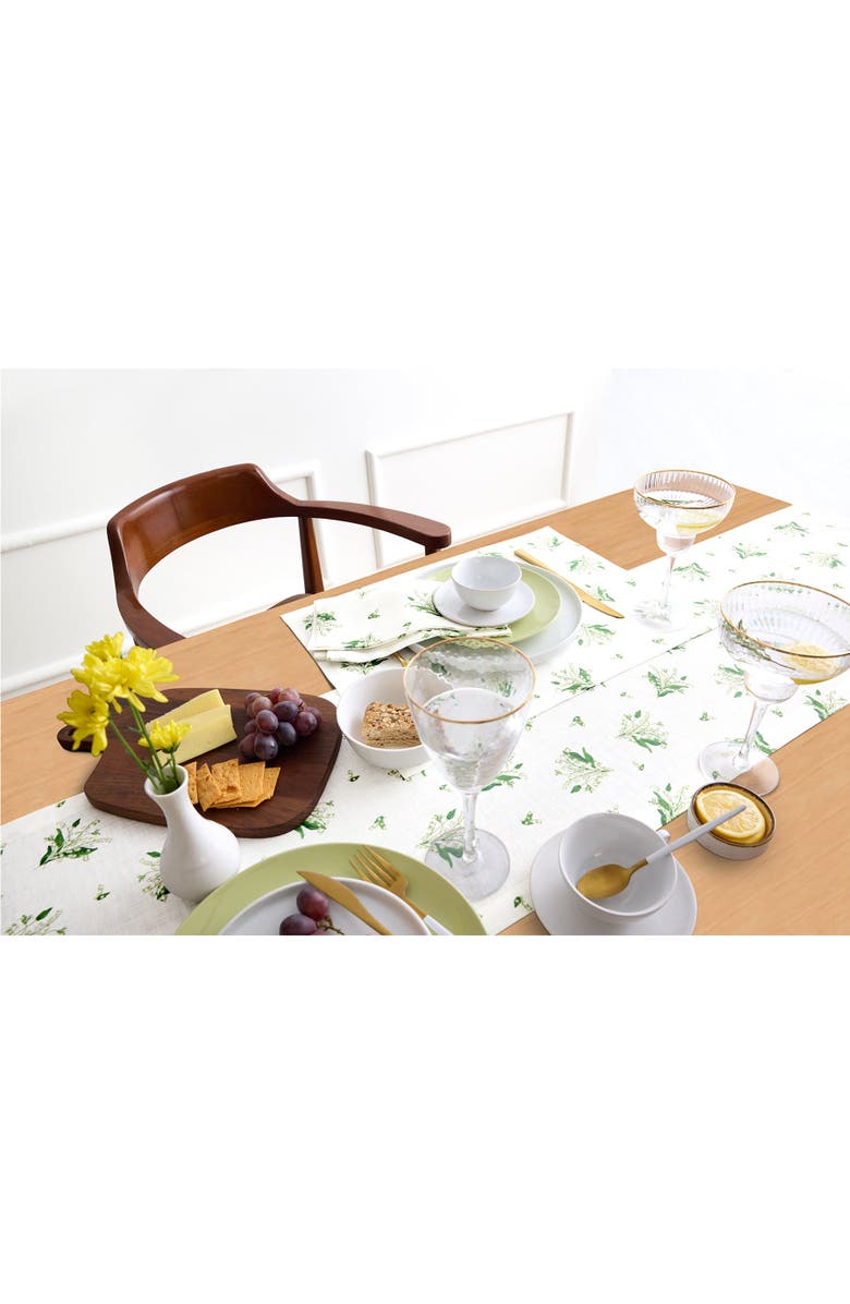 Solino Home Linen Table Runner for Dining Table, Holiday and Everyday Table Decor - Lily of the Valley, Alternate, color,