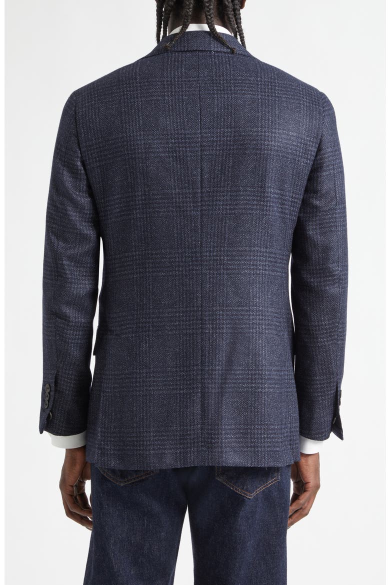 Structured Single Breasted Plaid Wool & Silk Sport Coat, Alternate, color, 158/ 6 - NAVY POW