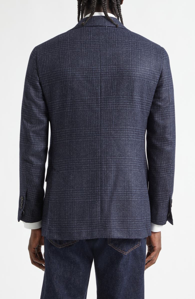 Thom Sweeney Structured Single Breasted Plaid Wool & Silk Sport Coat, Alternate, color, 158/ 6 - Navy Pow