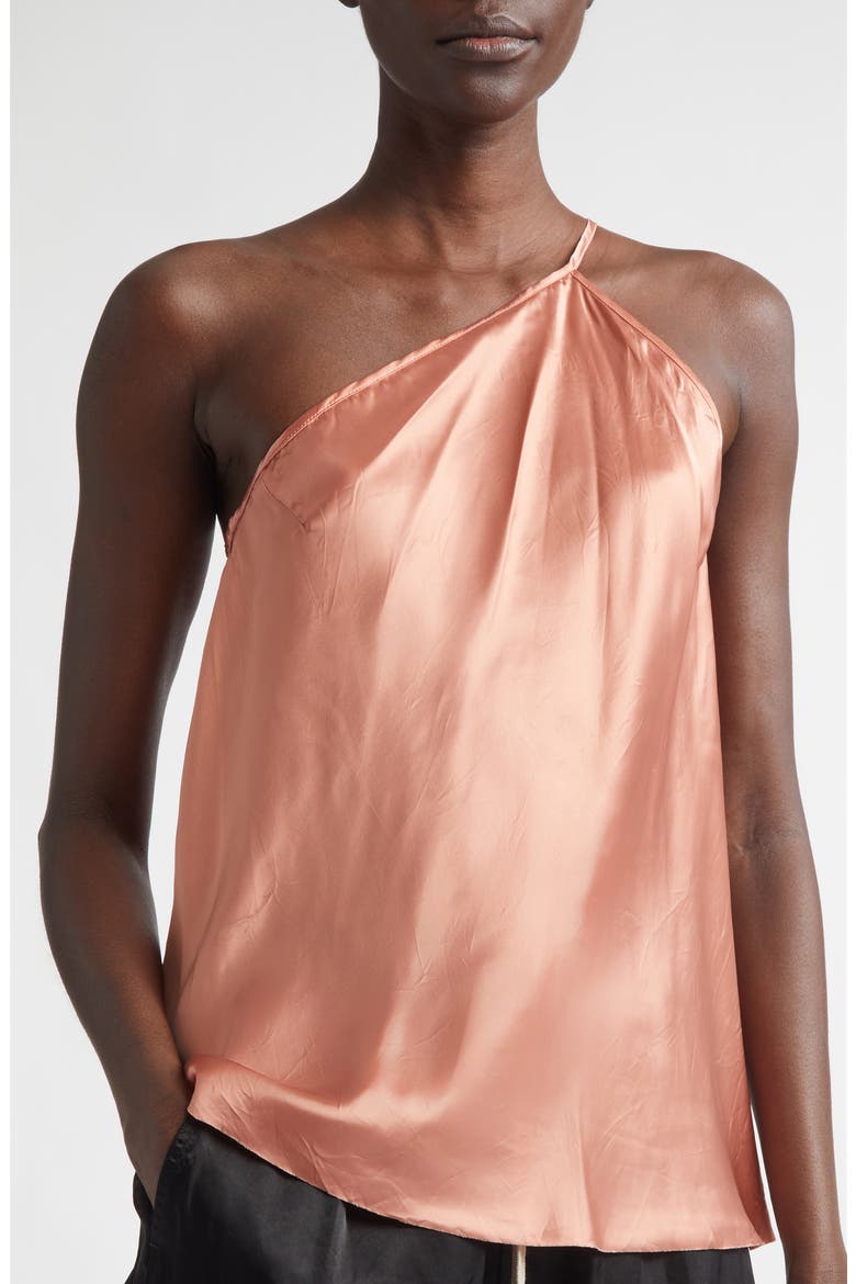 One-Shoulder Satin Top, Alternate, color, CORAL