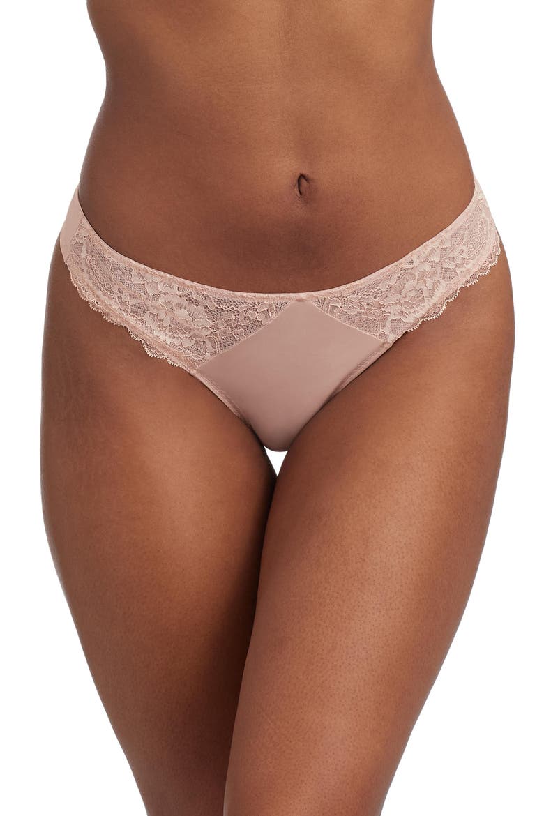Minx Lace Thong 2-Pack, Alternate, color, Cashmere Blush/White Nylon