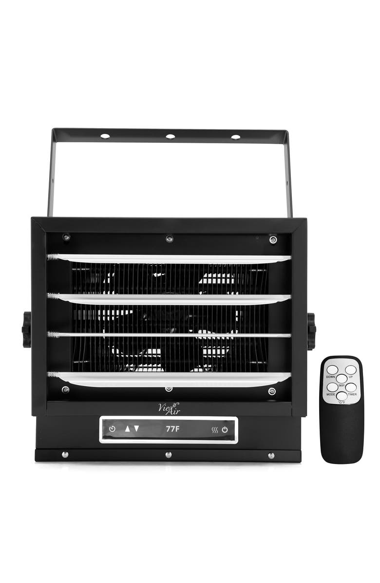 Vie Air 7500W Portable Hard-Wire Installation Garage Heater with Remote and Vertical and Horizontal Air Flow, Alternate, color, Black
