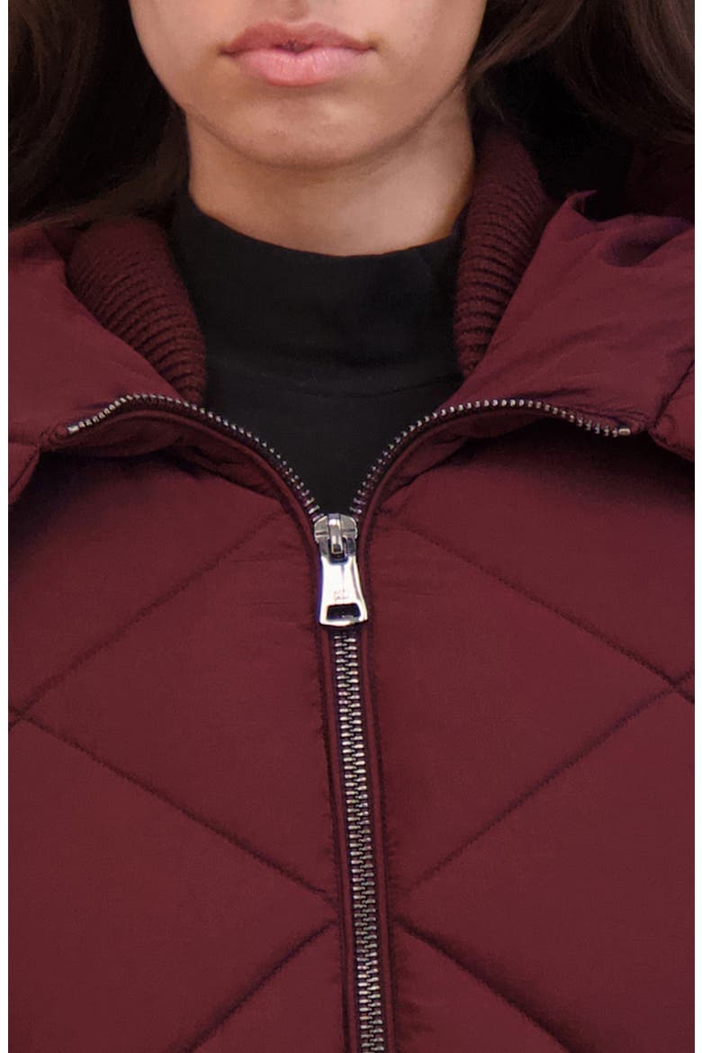 Diamond Quilted Hooded Jacket, Alternate, color, WINE