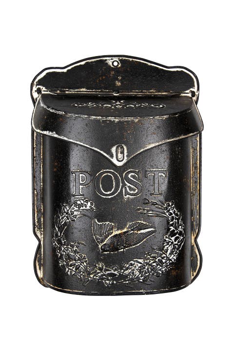 Black Embossed Tin "Post" Letter Box