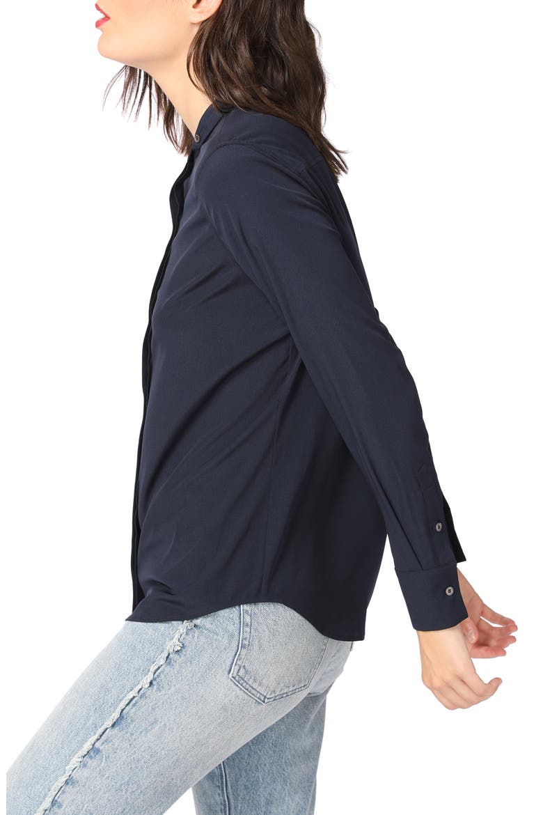 Button Band Collar Long Sleeve Shirt, Alternate, color, BLUE NIGHT