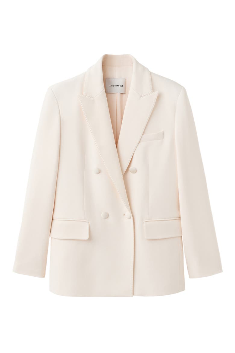 Pickstitch Detail Double Breasted Blazer, Main, color, ECRU