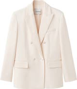 MANGO Pickstitch Detail Double Breasted Blazer