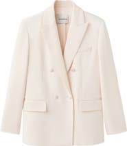 MANGO Pickstitch Detail Double Breasted Blazer