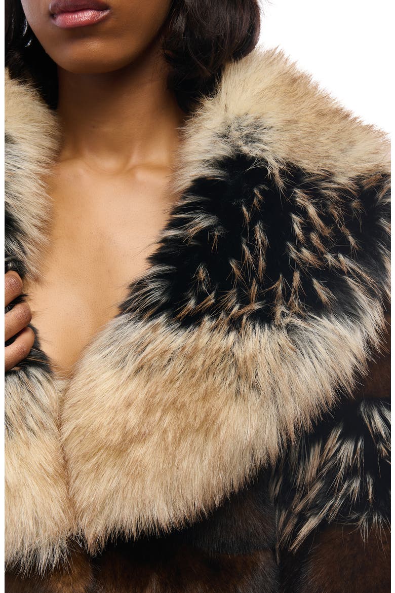Portia Crop Faux Fur Jacket, Alternate, color, BROWN