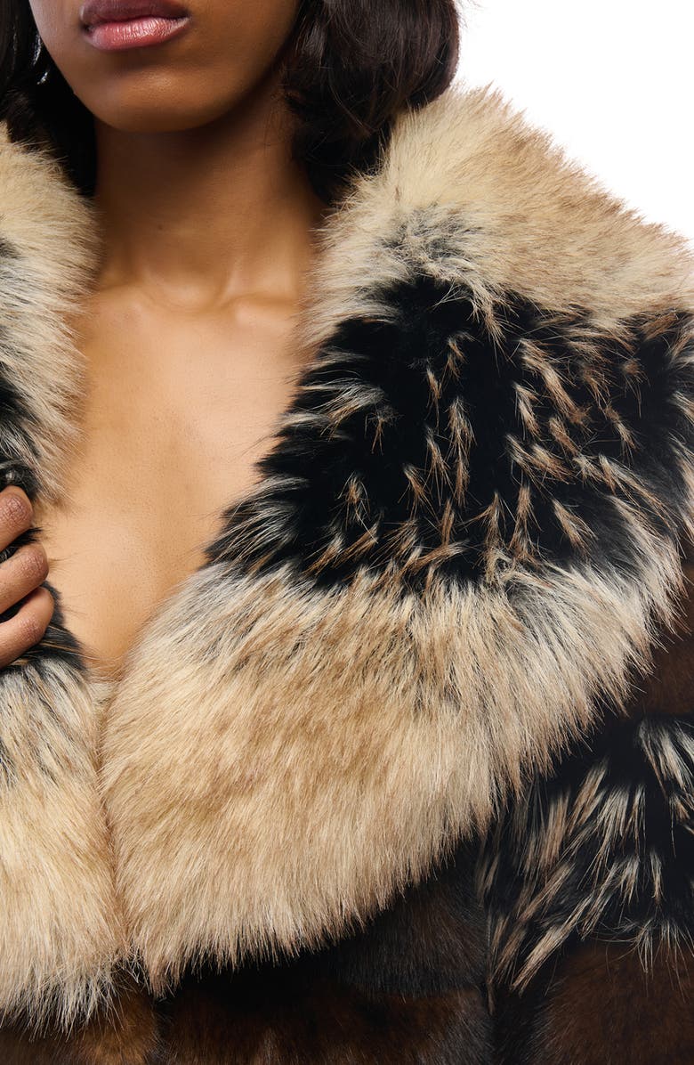 AZALEA WANG Portia Crop Faux Fur Jacket, Alternate, color, Brown