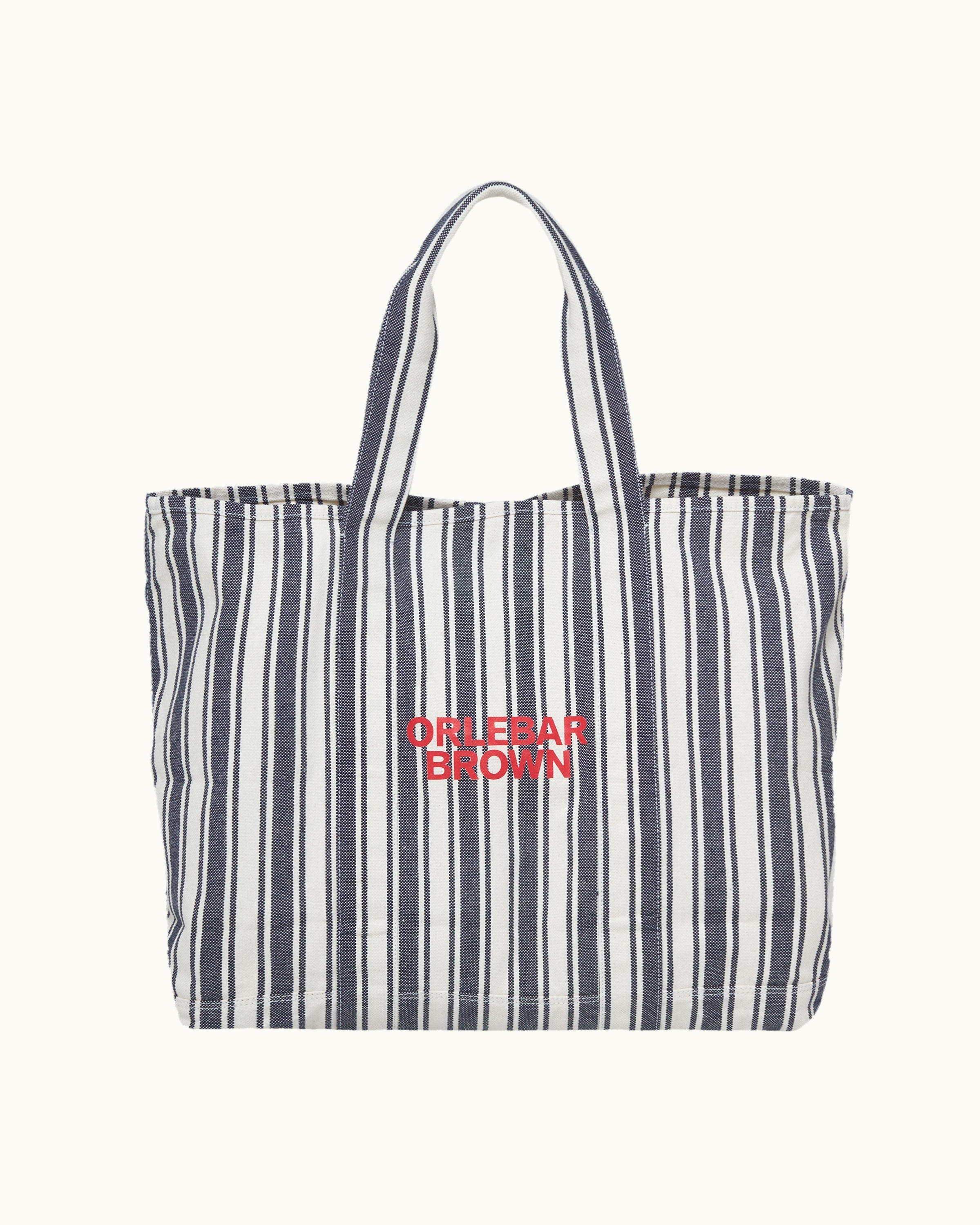 Orlebar Brown The Beach Bound Bag Canvas Stripe Beach Bag, Alternate, color, Shore Blue/Chai
