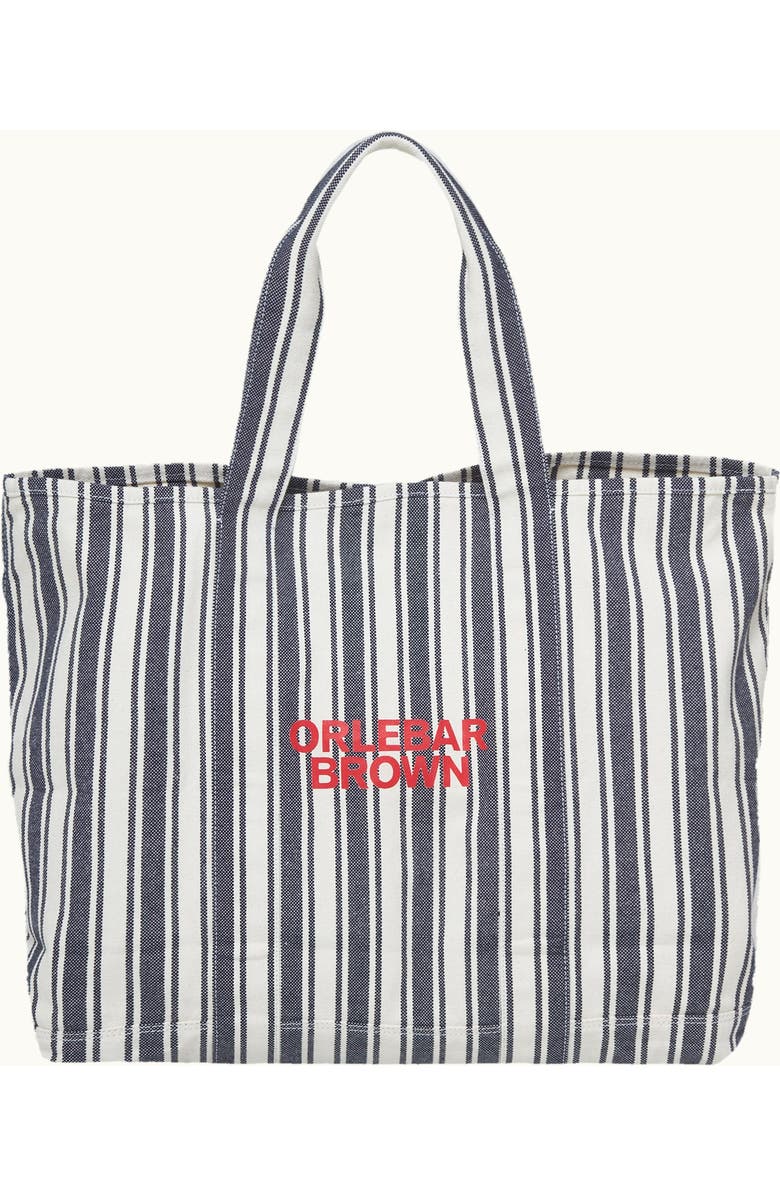 Orlebar Brown The Beach Bound Bag Canvas Stripe Beach Bag, Alternate, color, Shore Blue/Chai