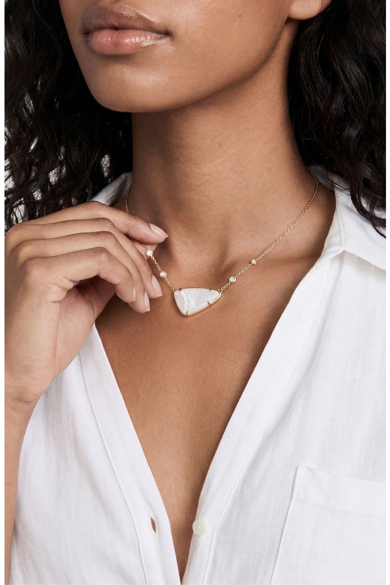 Geometric Reconstituted Stone Pendant Necklace, Alternate, color, BONE