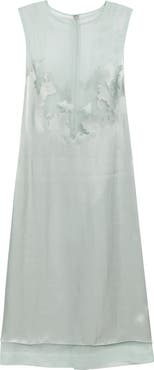 JULIE KEGELS Floral Cutwork Satin & Sheer Silk Organza Dress