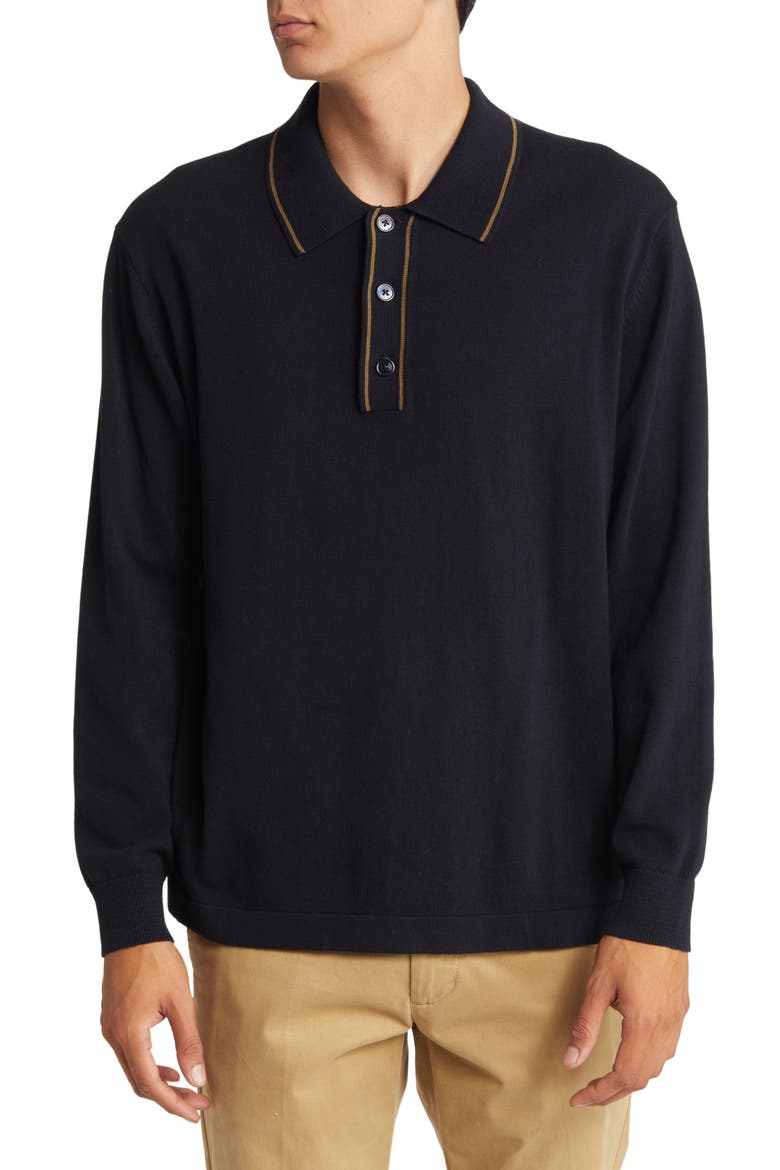 Andreas Long Sleeve Polo, Main, color, NAVY BLUE