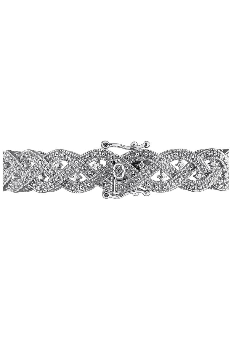 Diamond Braided Bangle, Alternate, color, SILVER