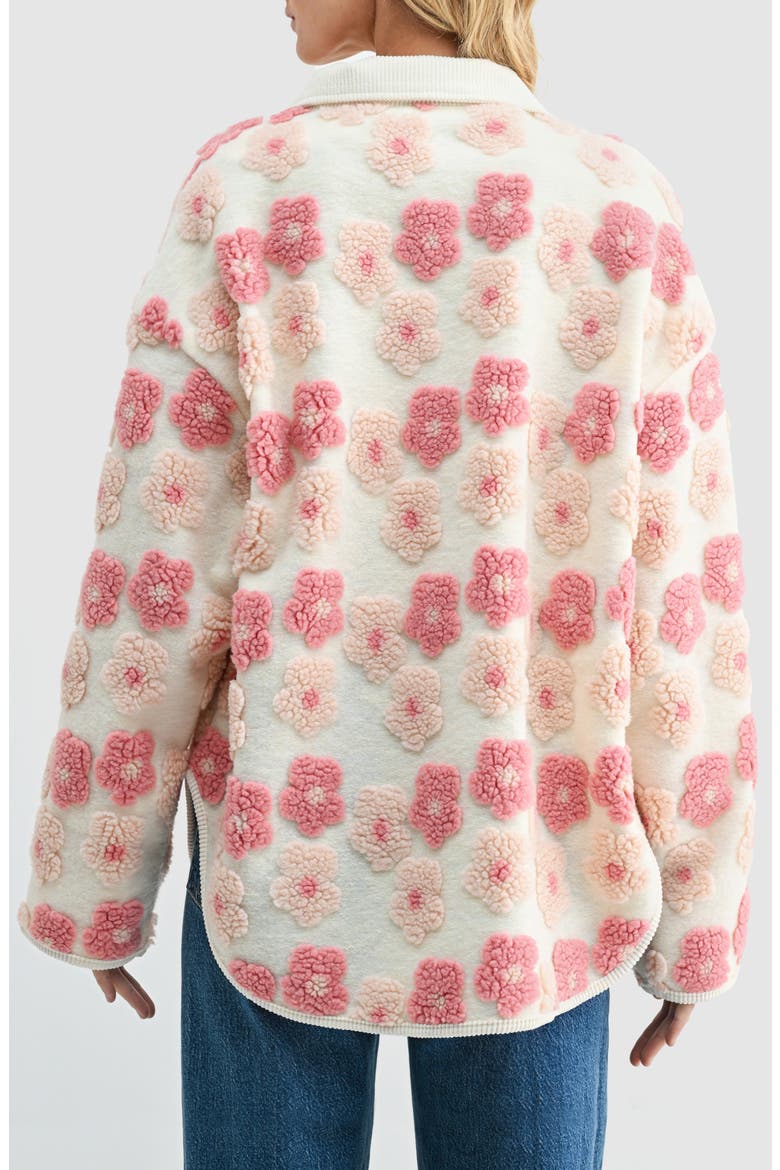 Floral High Pile Fleece Jacket, Alternate, color, CREAM PINK