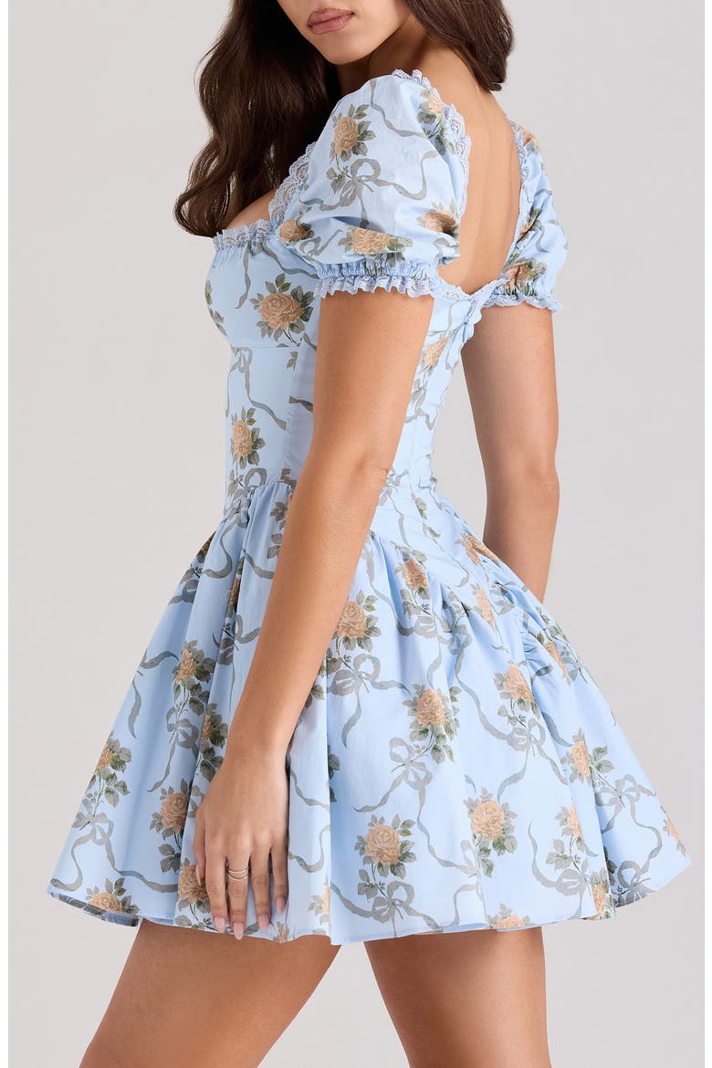 Rosie Puff Sleeve Stretch Cotton Mini Sundress, Alternate, color, YELLOW ROSE BLUE