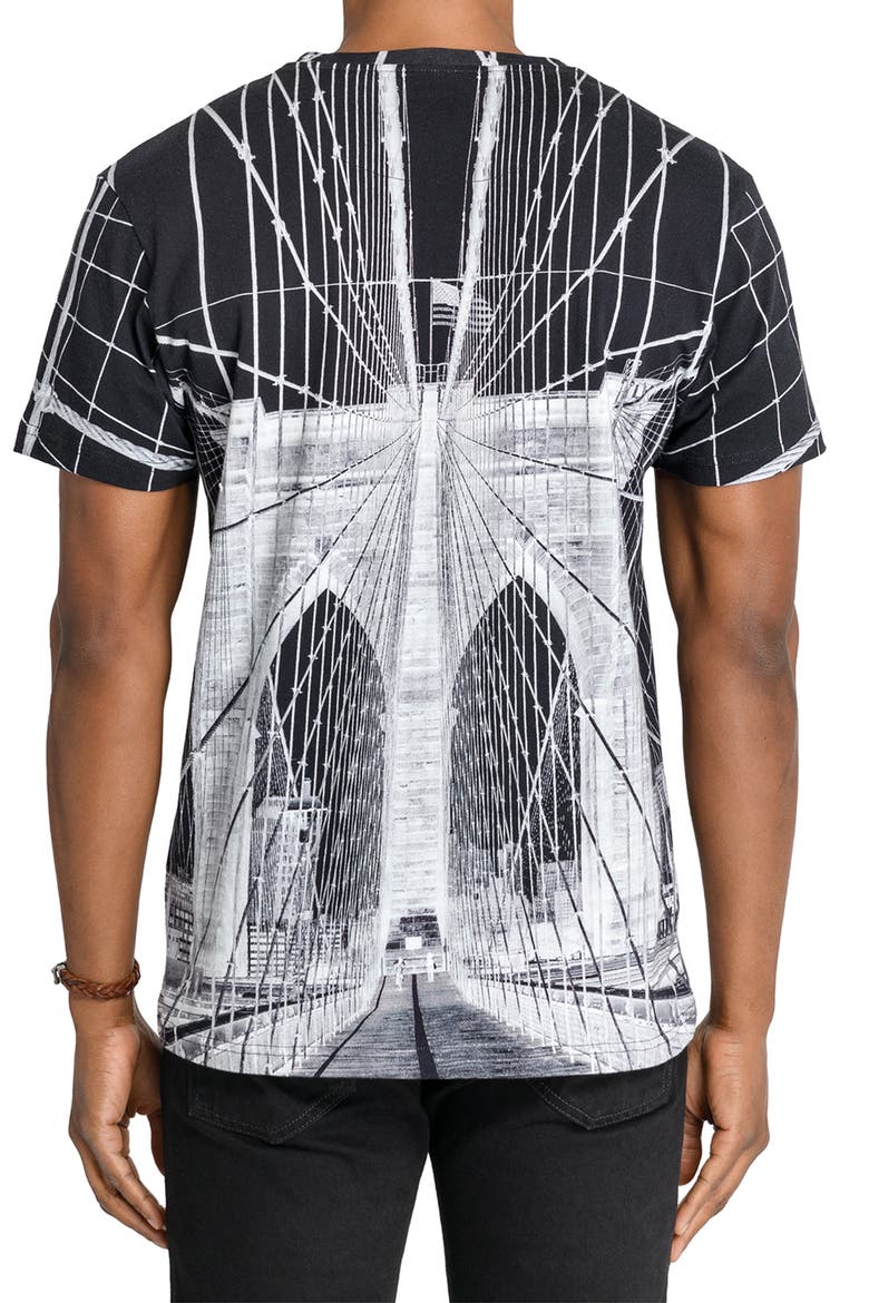 Slim Fit Brooklyn Bridge Crew T-Shirt, Alternate, color, BLACK