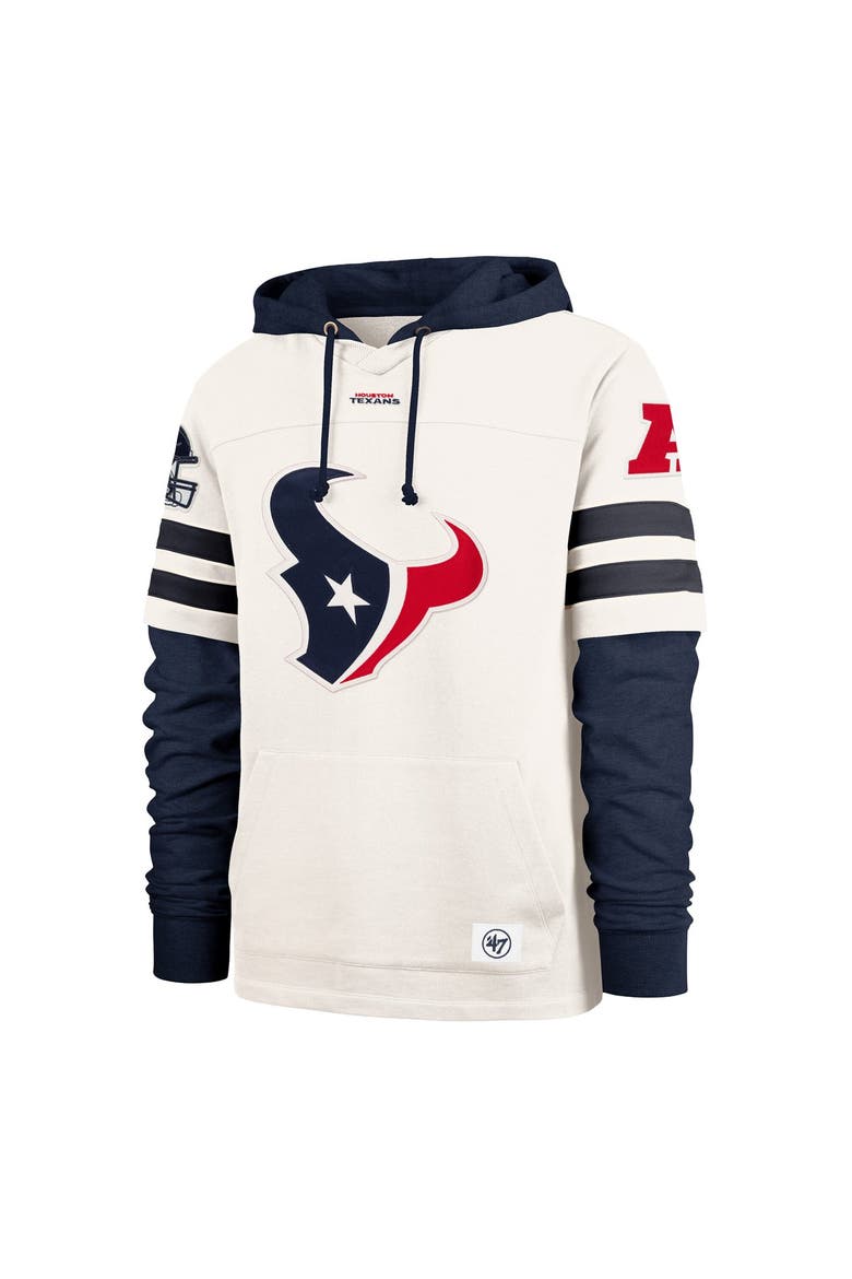Men's '47  Cream Houston Texans Split Zone Cornerback Duo Lacer Hoodie, Alternate, color, Cream