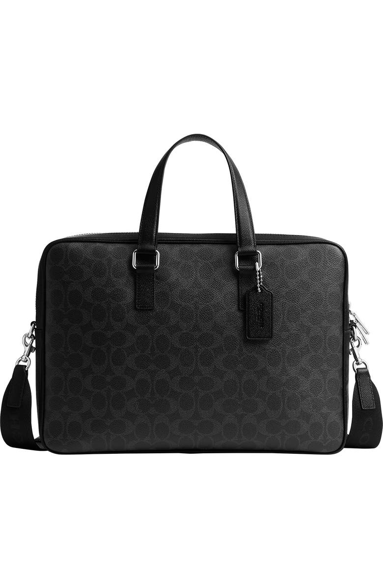 COACH Caden Logo Jacquard Briefcase, Main, color, Black Signature