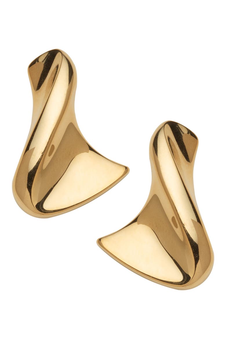 Anine Wavy Drop Earrings, Main, color, 14K YELLOW GOLD PLATED SILVER