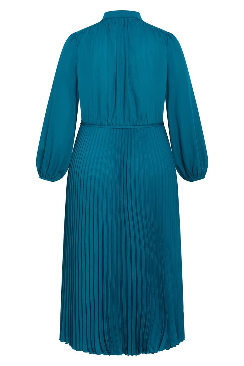 Halle Long Sleeve Pleated Maxi Dress, Alternate, color, JADE