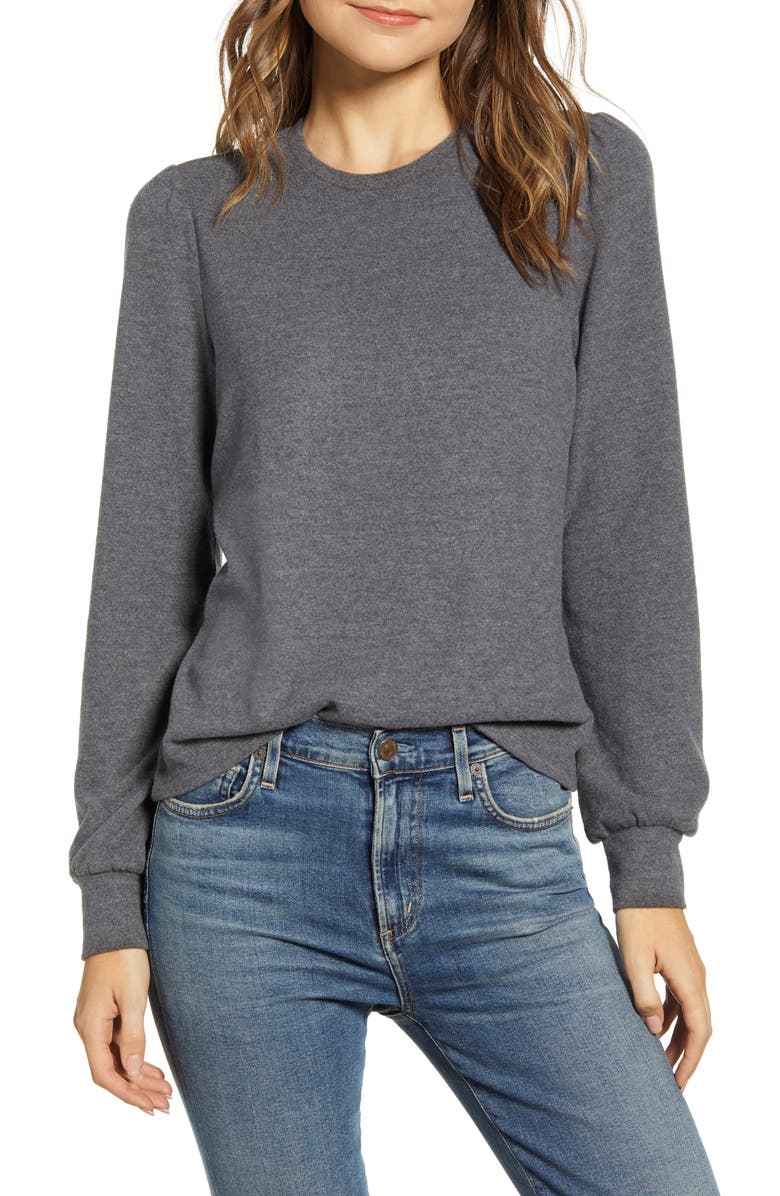 Lucky Brand Cloud Jersey Femme Sleeve Sweater, Main, color,