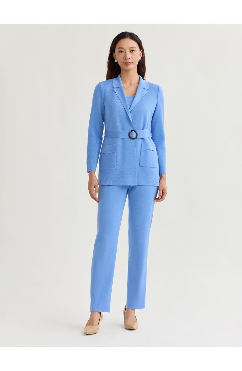 Misook Belted Tonal Flat Knit Jacket, Alternate, color, Tranquil Blue