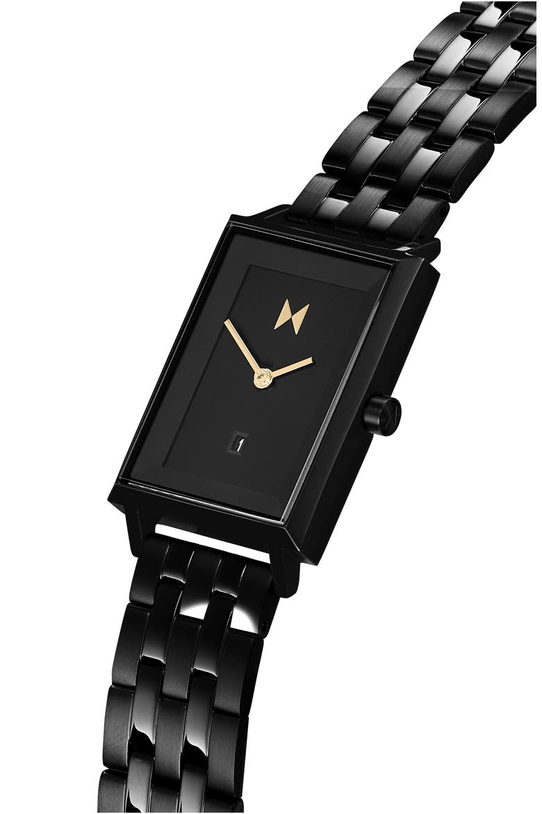 MVMT Signature Square Caviar Bracelet Watch, 24mm, Alternate, color, BLACK