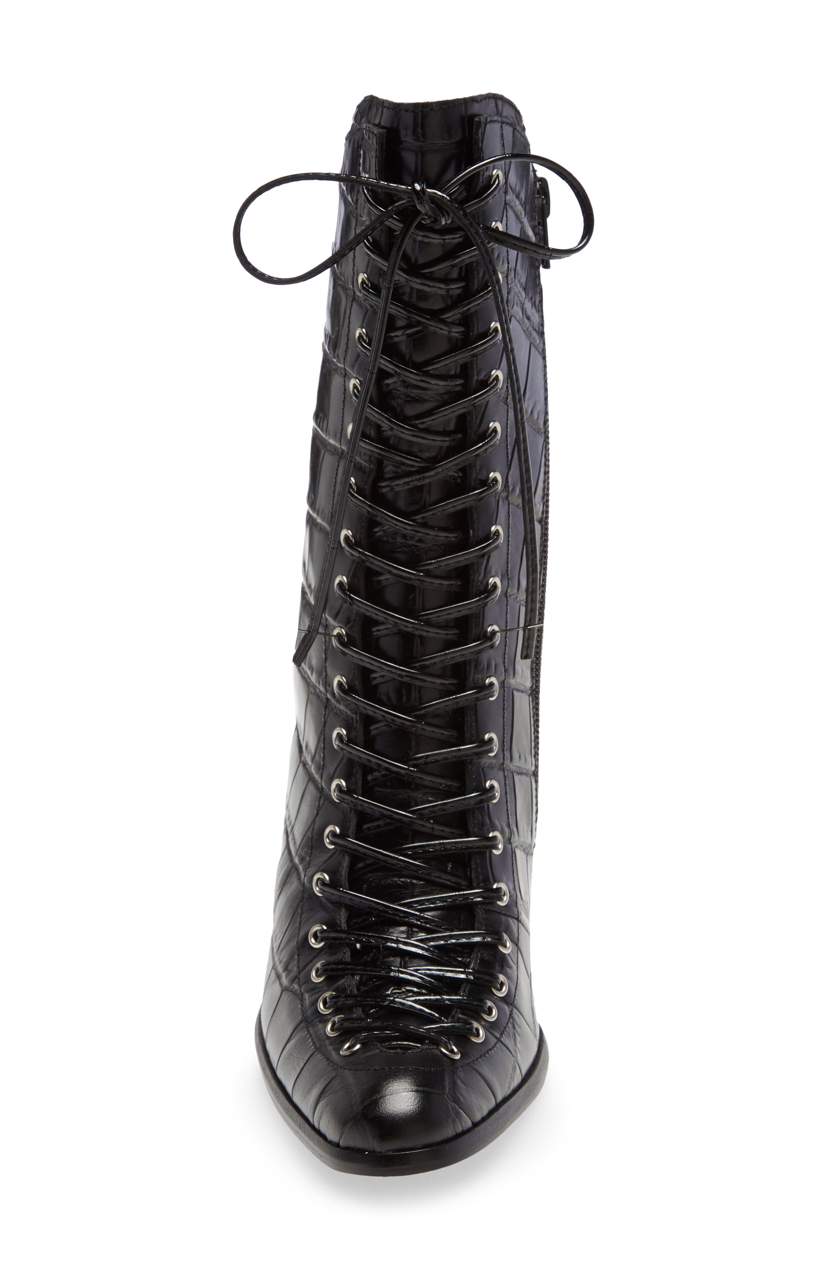 Archille Lace-Up Boot, Alternate, color, BLACK CROCODILE