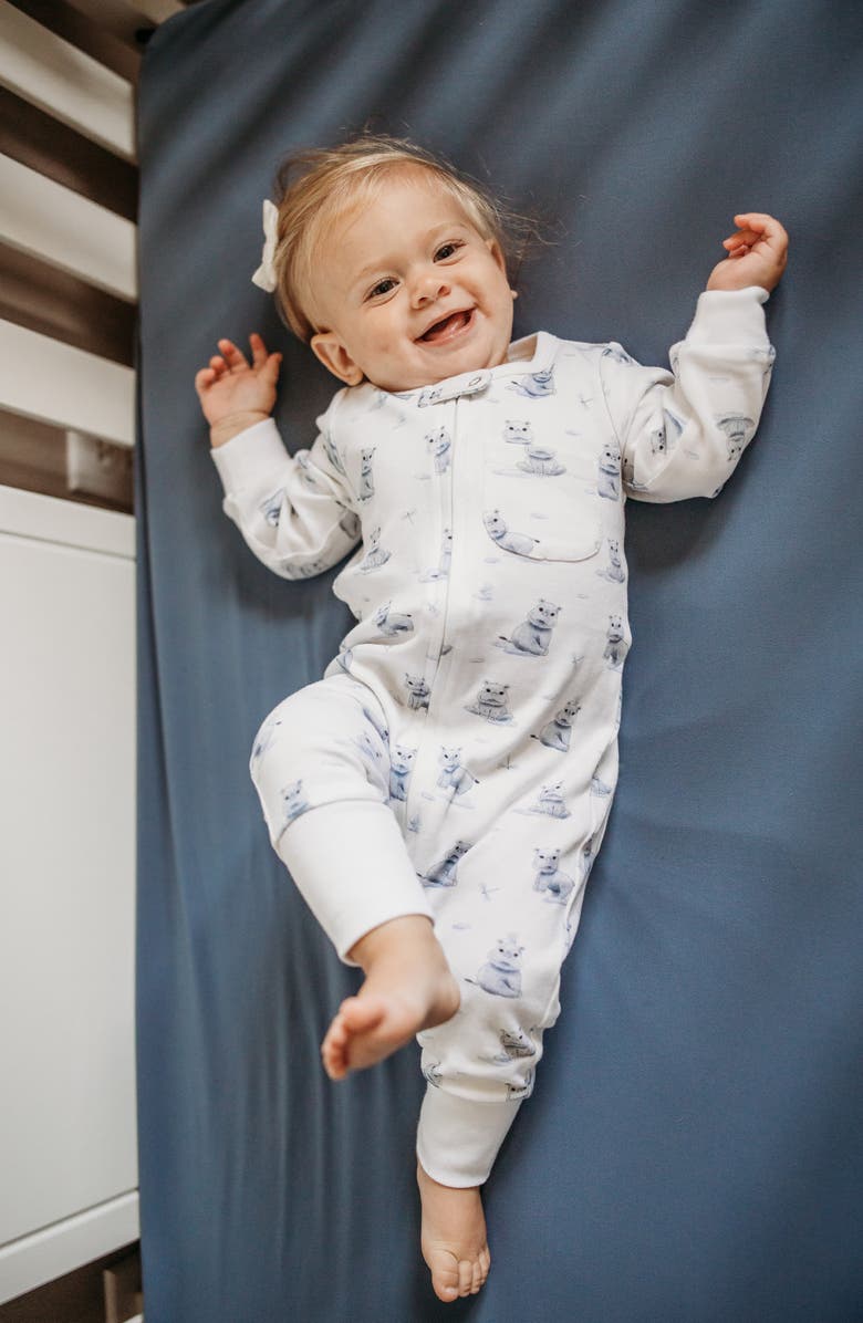 L'ovedbaby Hippo Print Organic Cotton Zip Romper, Alternate, color, Baby Hippo