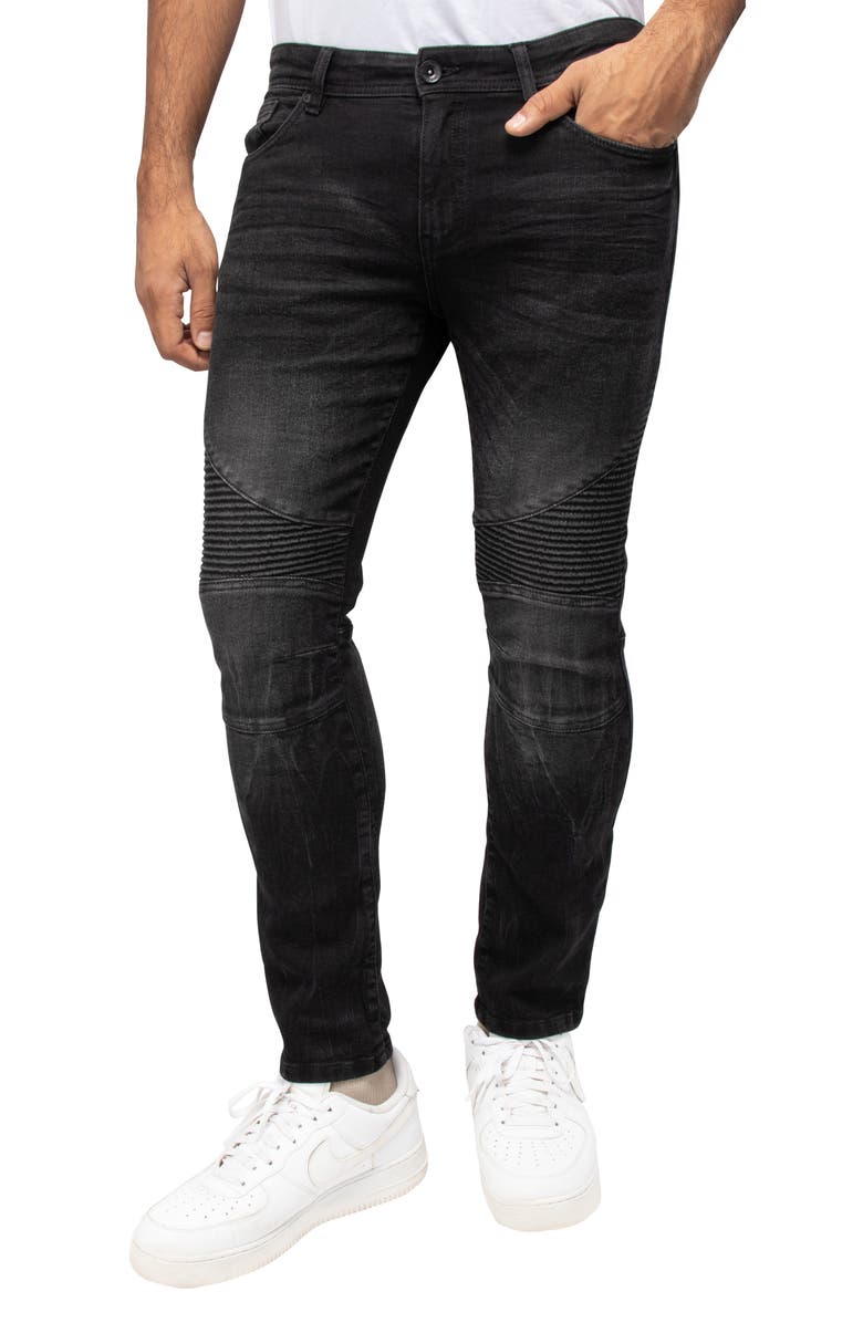 XRAY Raw X Distressed Moto Slim Jeans, Alternate, color, Black Wash