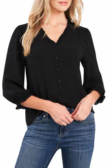CeCe Ruffle V-Neck Blouse