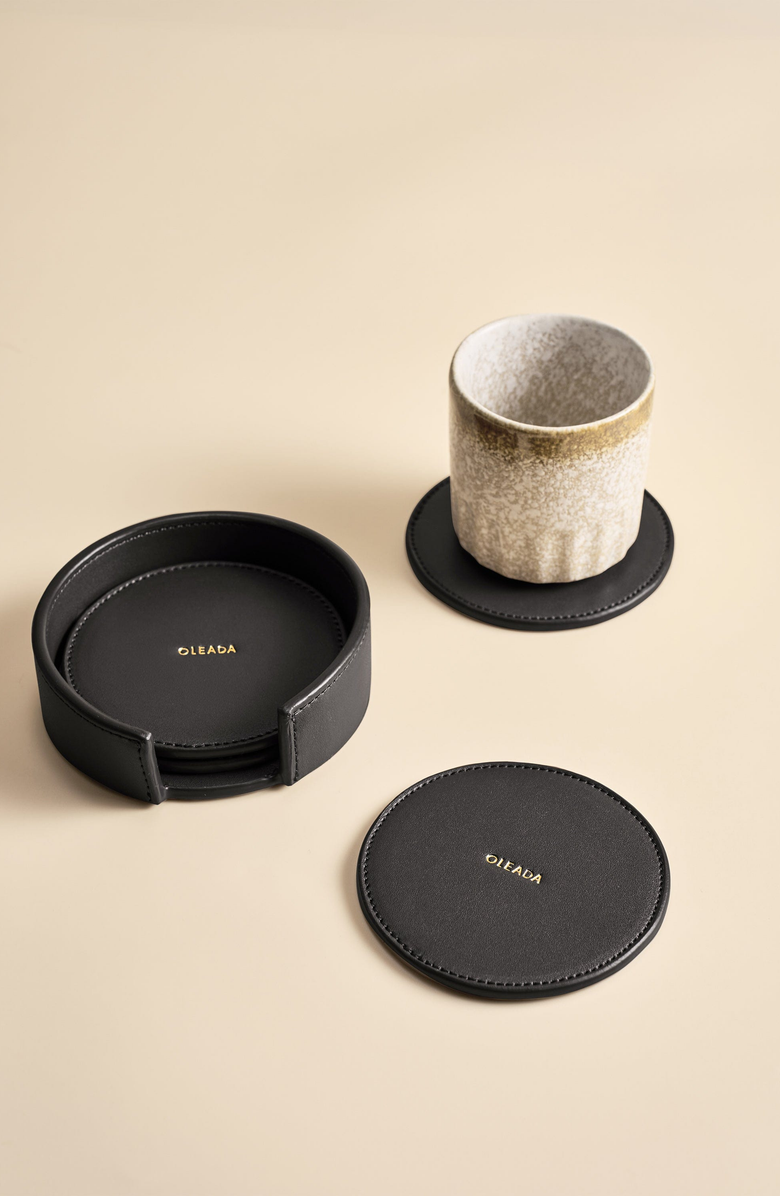 OLEADA Sip N Stay Coasters Set of 4, Alternate, color, Onyx