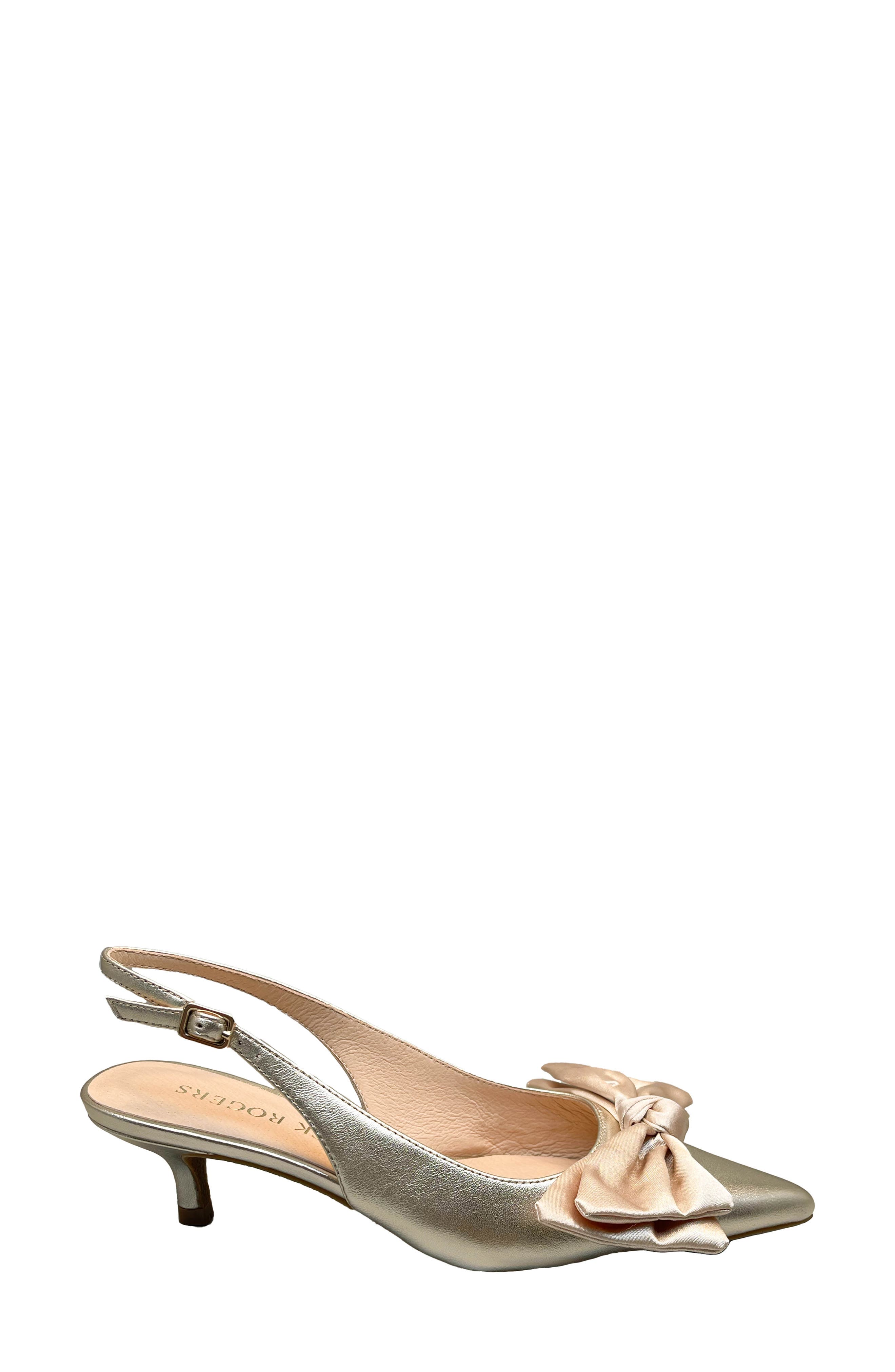Debra Pointed Toe Kitten Heel Slingback Pump, Alternate, color, PLATINUM