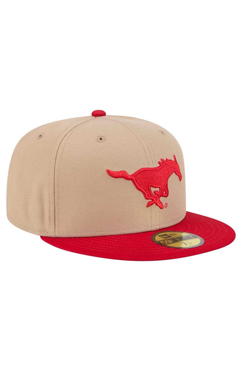 New Era Men
s New Era  Khaki SMU Mustangs Two-Tone 59FIFTY Fitted Hat, Alternate, color, Khaki