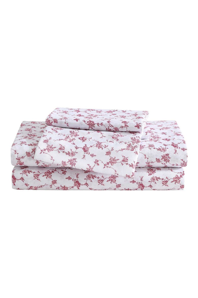 Floral Toile Sheet Set, Main, color, WHITE