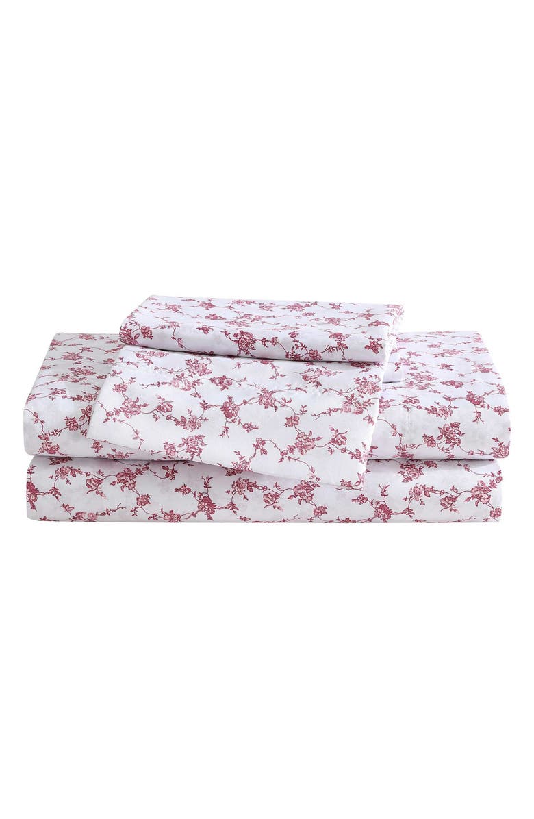 Betsey Johnson Floral Toile Sheet Set, Main, color, White
